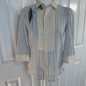 Floreat Blue and Cream Striped Button Down Shirt